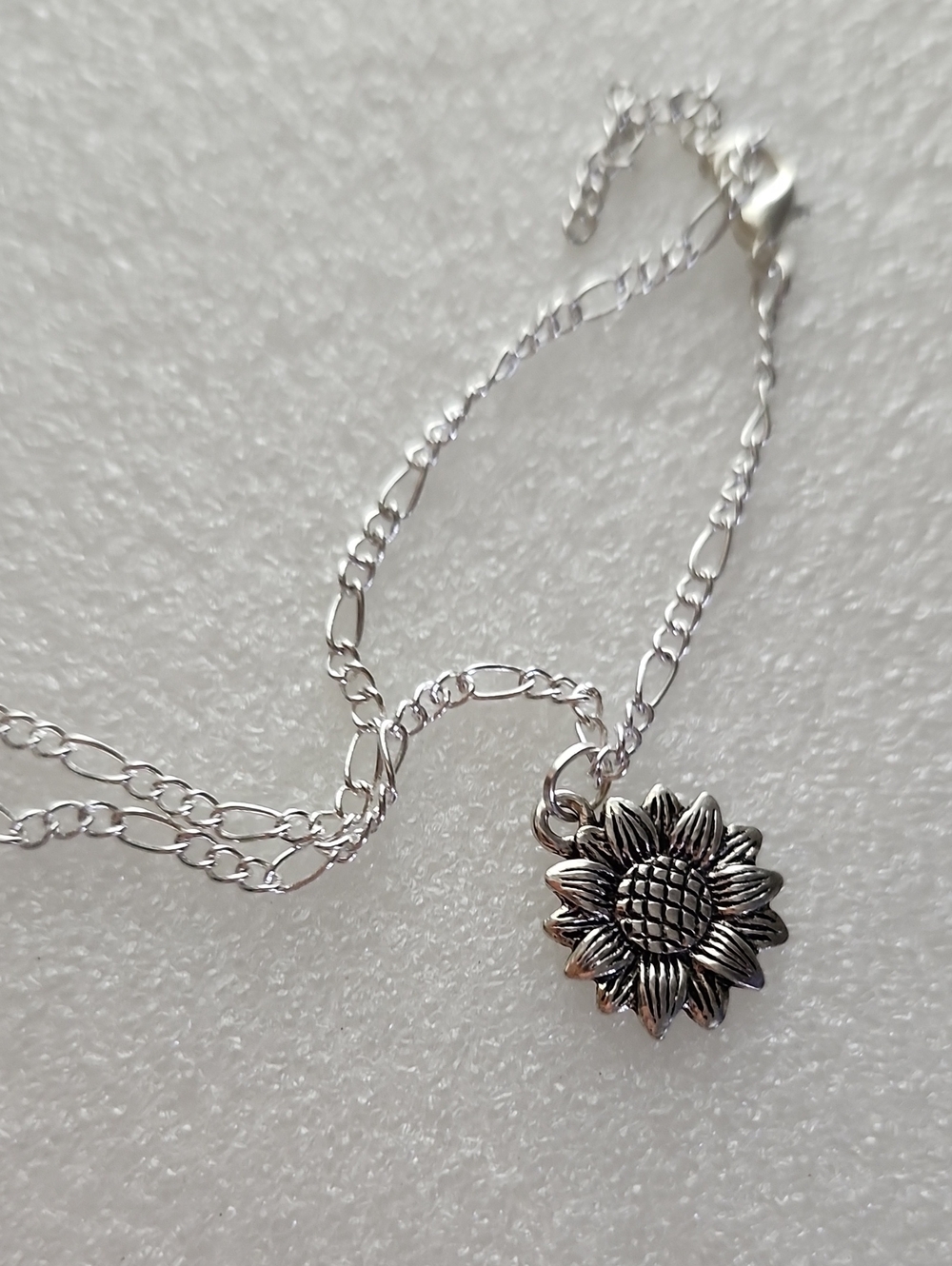 Hand Crafted Silver Sunflower Charm Bracelet/ Anklet